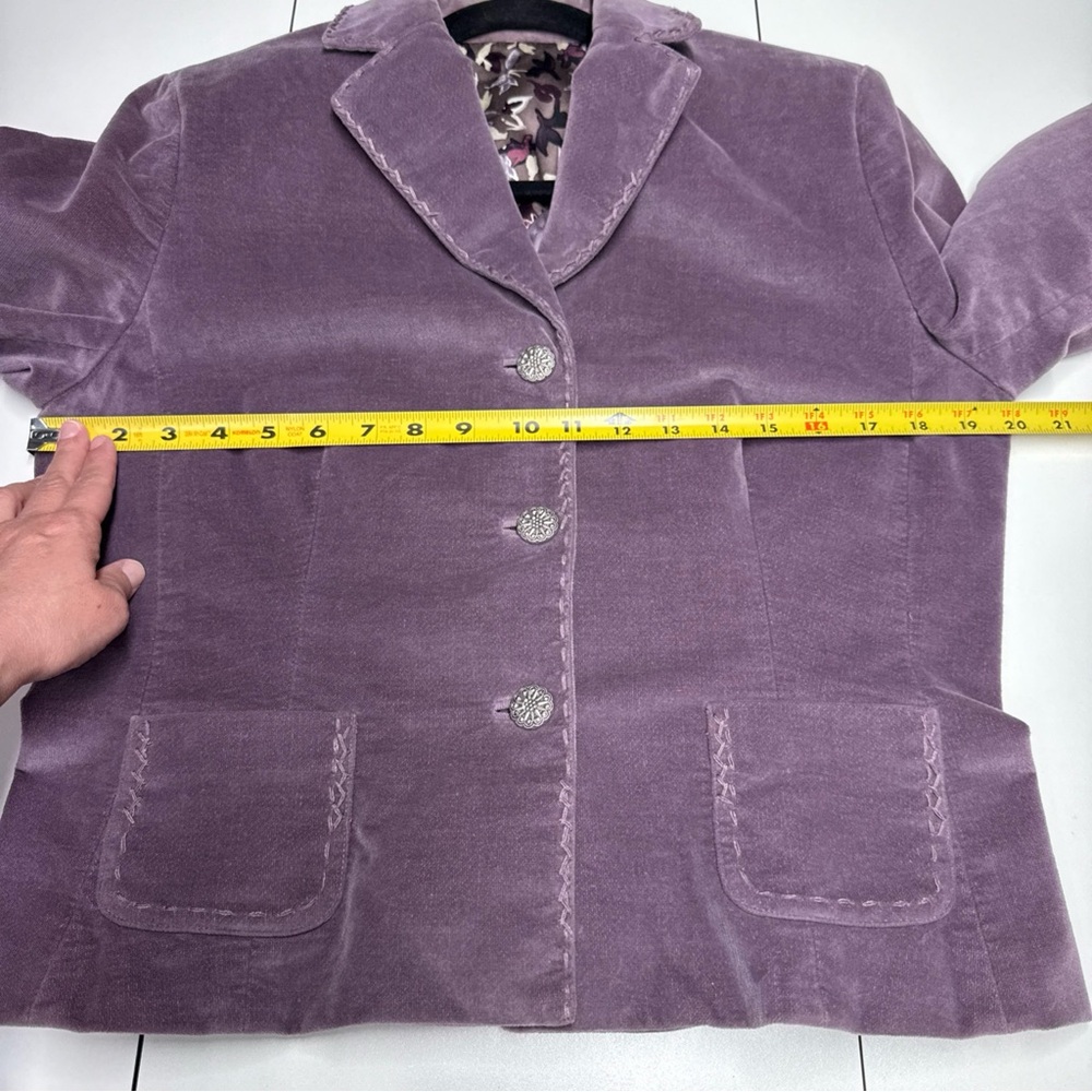 Elie Tahari Velvet Blazer Jacket Sz L Top Stitching Silk Lining Lilac Luxury - Picture 8 of 15